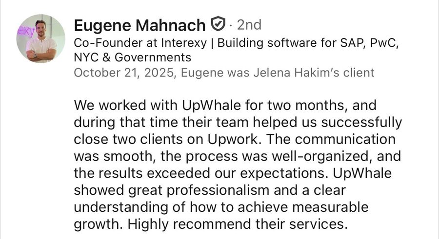 LinkedIn recommendation from Eugene Mahnach, Oct 2025