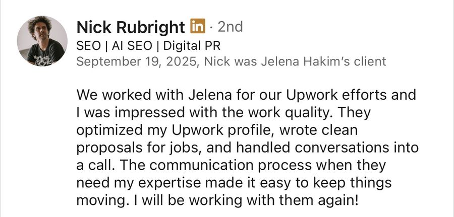 LinkedIn recommendation from Nick Rubright, Sep 2025